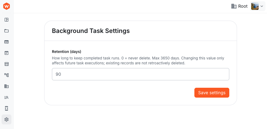 Background Task Settings