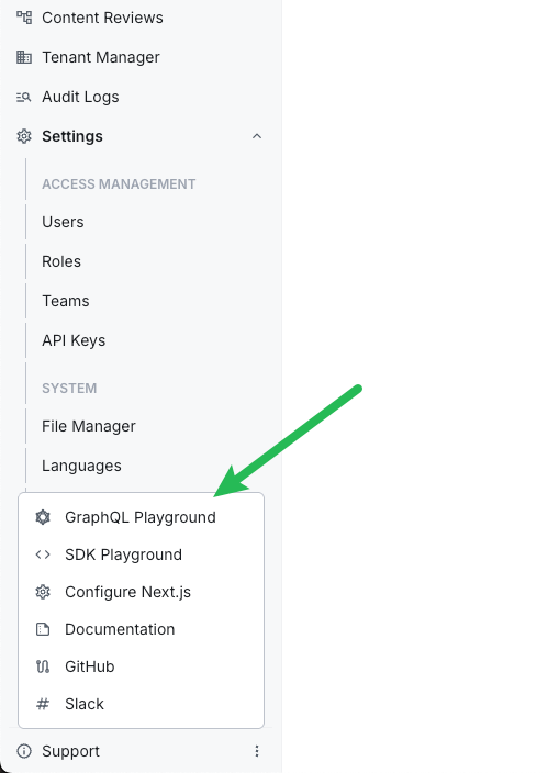 GraphQL Playground in the admin interface