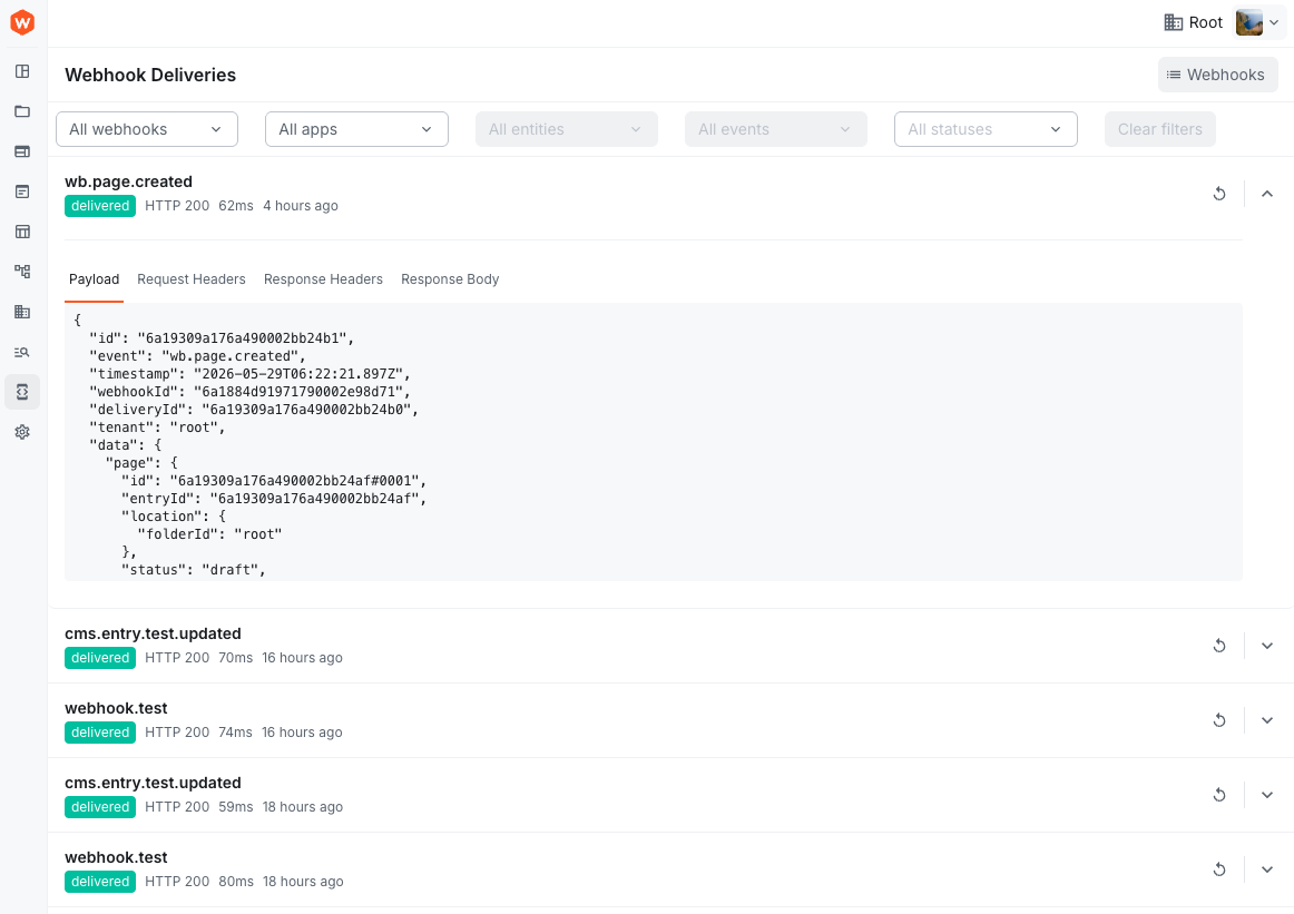 Webhook Deliveries
